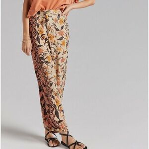 Anthropologie Smocked Balloon leg brown print pants 6